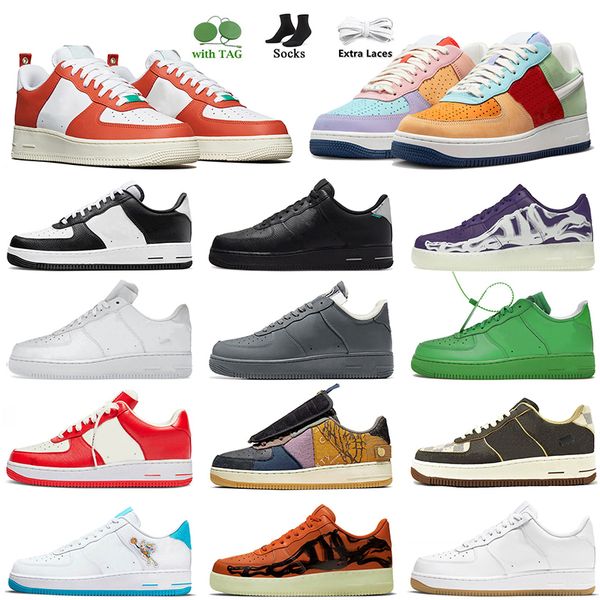 

women men casual shoes platform one sneakers low goost grey offs white team royal comet red brown purple skeleton orange aiforces 1 mca univ