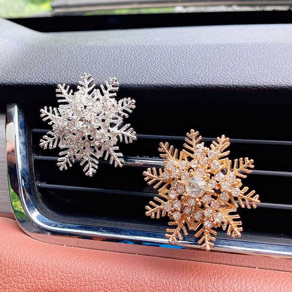 

interior decorations 1pcs bling snowflake car air freshener rhinestone aromatherapy clip auto interior air vent decoration car accessories f