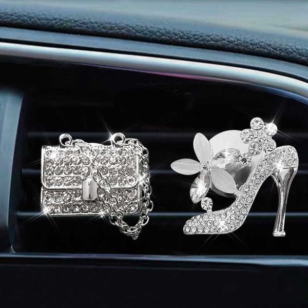 

interior decorations car air freshener auto outlet perfume clip bling accessories girls purse high heel scent diffuser elegant decoration t2