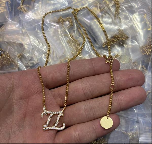 

luxury design classic fashion chain necklace diamonds f letter pendants designer jewelry birthday festive party gifts fn1u05, Silver