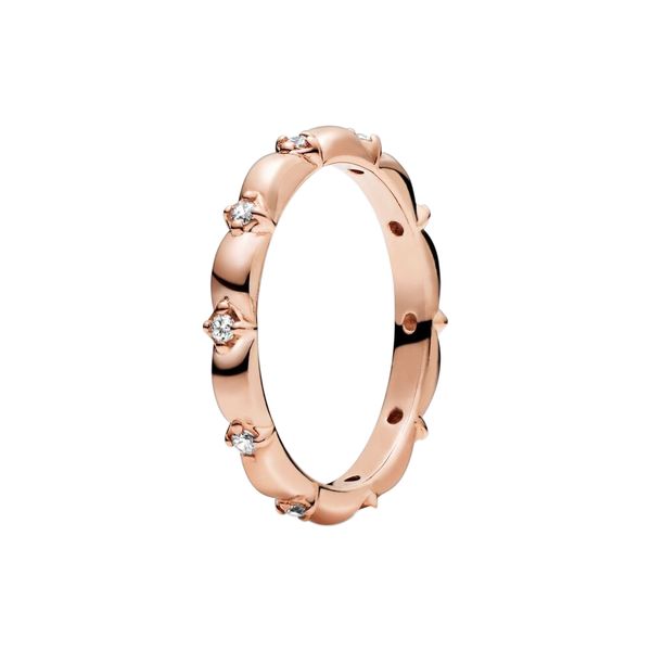 

18k rose gold petal ring with original box for pandora authentic sterling silver wedding party jewelry for women girls cz diamond girlfriend, Slivery;golden