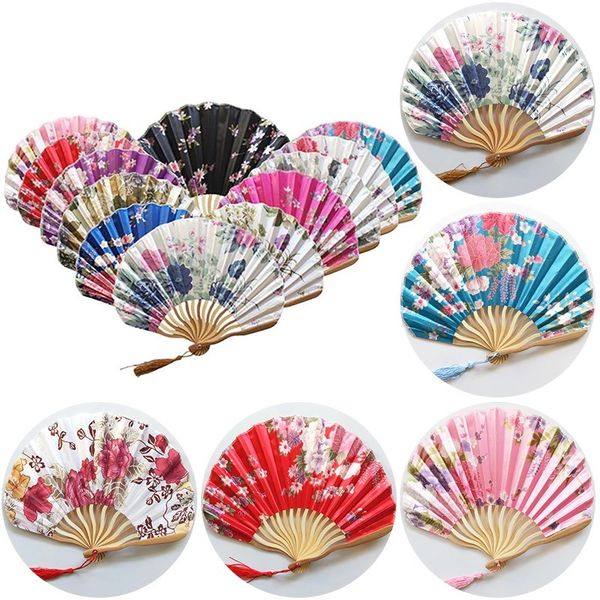 

chinese style hand held fans personalized pattern silk bamboo folding fans handheld wedding hand fan