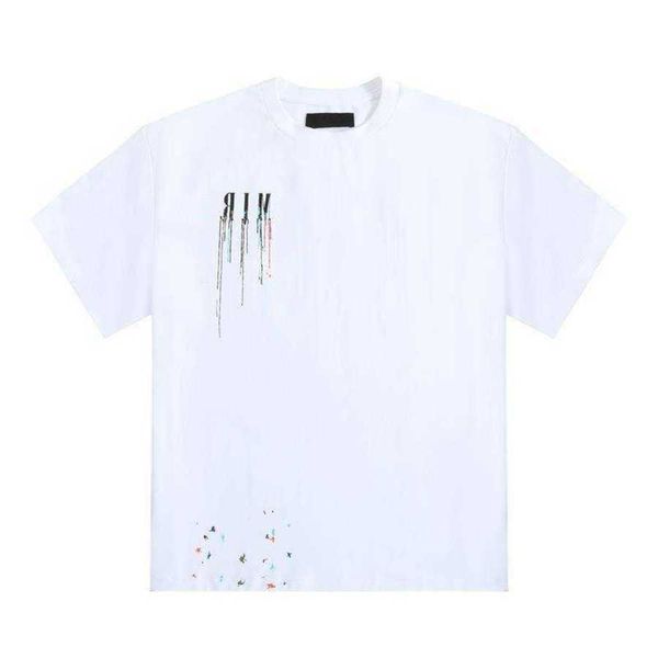 

2022 fashion brand designer t shirt spring and summer high street graffiti loose casual men and women shirt white, White;black