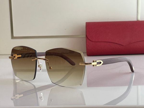 

Fashion carti Designer Cool sunglasses luxury Hexagonal Sunglasses for women Diamond Cut lenses gold heart wooden legs classic mens eyewear size