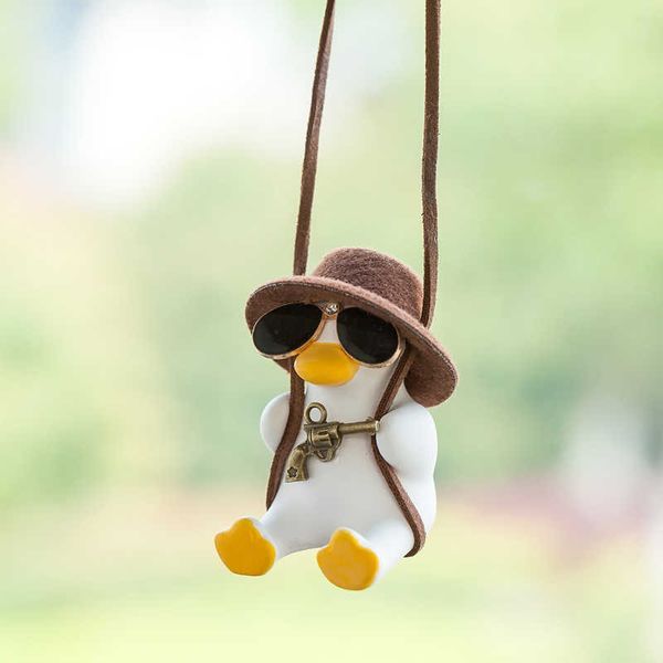 

interior decorations gypsum rogue pistol cowboy duck car rearview mirror pendant decoration revolver duck anime car decor pendant auto ornam