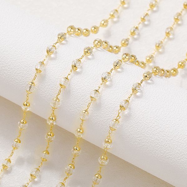 

wholesale gold plated clear crystal beaded chains jewelry making supplies, Silver