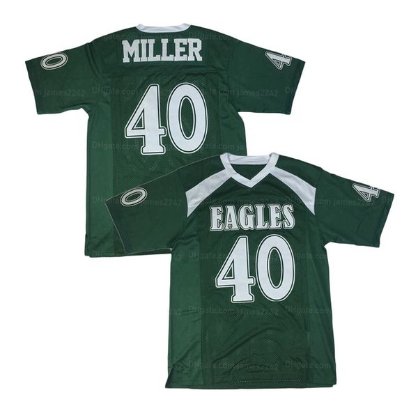 

custom von miller 40# high school football jersey embroidery ed green any name number size s-4xl jerseys, Black