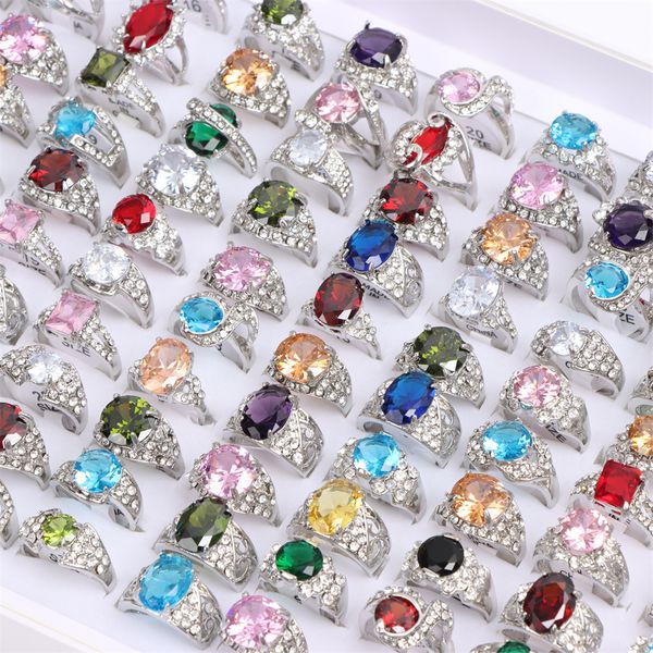 

women's fashion rhinestone big zircon gold silver plated rings for party wedding ring, Golden;silver