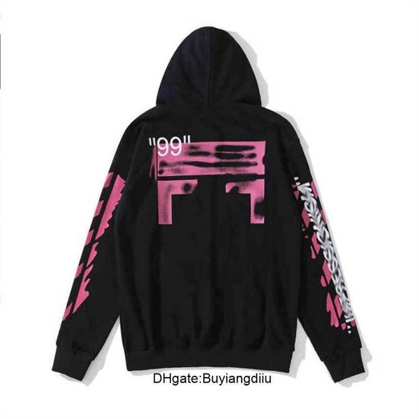 

off fleece hoodies classic mens loose offs sweatshirts fashion brand hoodie designers luxury pullover back oil paint arrow x men women t, Black