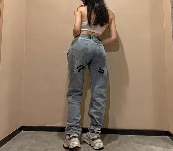 

european american mens palm fashion jeans highend pants stretch straight men and women stretchs trousers casual angels letter pri1723512, Blue