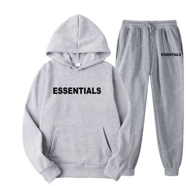 

2023 tracksuits fall winter men women 2 pcs sets of hoodies pants essentials suit letter print jogging street couple sweatshirt, Gray