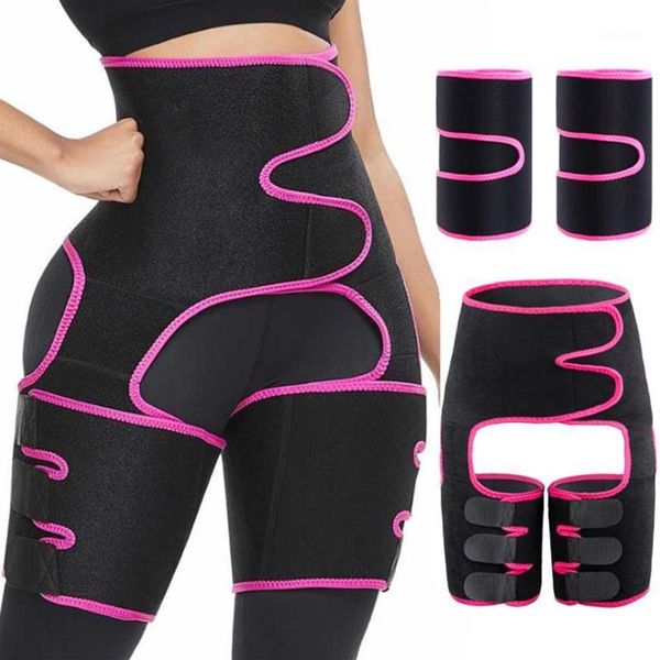 

tactical waist trainer 3-in-1 thigh trimmers with bulifter body shaper arm belt for waist support sport workout sweat bands1265s, Black;gray