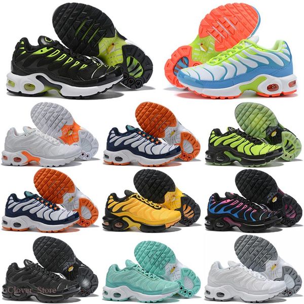 

2021 tn kids shoes enfant breathable soft sports chaussures boys girls tns plus sneakers youth requin trainers230b, Black