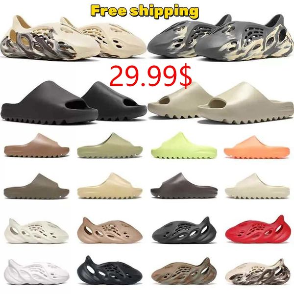

slide sandals slippers foam foams runners slide slides running sulfur stone sage mineral blue pure sand resin belt men ladies clogs ochre, Black
