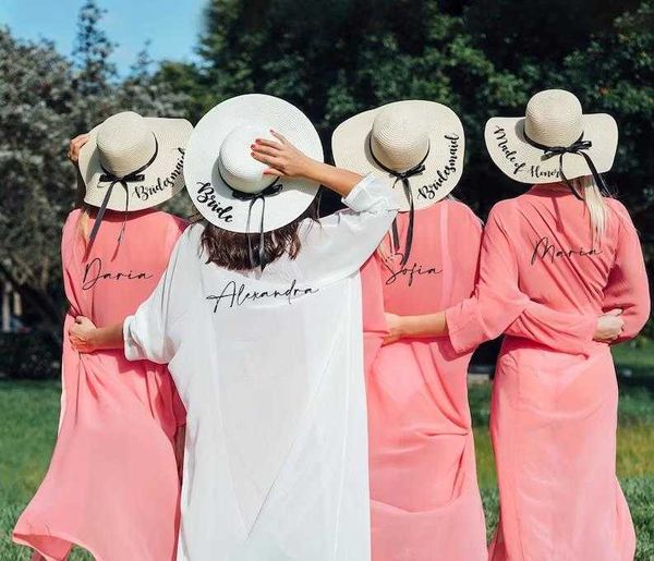 

beanie/skull caps custom floppy hats with black ribbons bridesmaids sun hat with names bachelorette hats bridesmaid gifts women's straw, Blue;gray