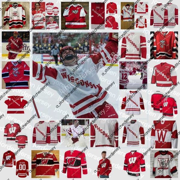 

college hockey wears new college hockey wears 2022 ncaa wisconsin badgers stitched hockey jersey 6 peter tischke 1 jack berry 20 josh ess 20, Black