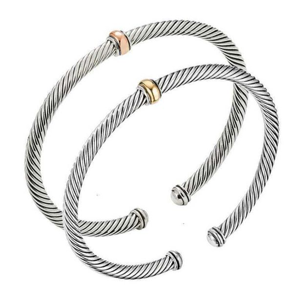 

cuff bracelet 4mm thin fashion charm wire rope double color opening female bracelets jewelry luxurys designers women trend studded with diam, White