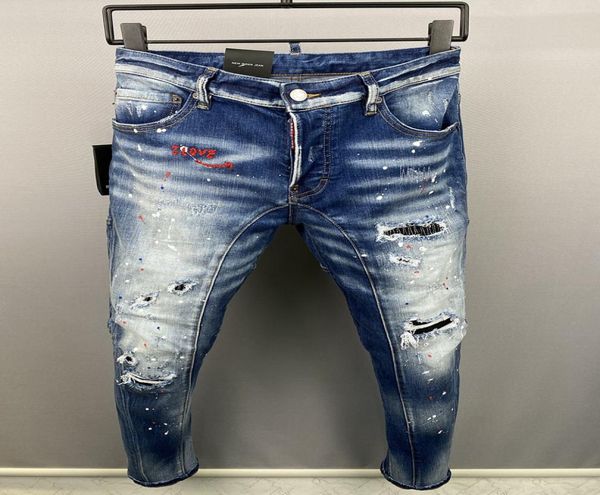 

2022 new europe men jeans hole light blue italy brand streetwear long pants trousers streetwear denim skinny slim straight jean co7469058