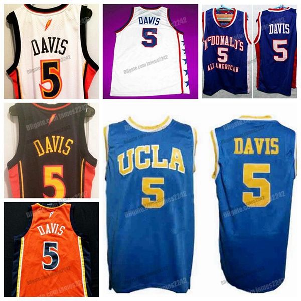 

custom baron 5 davis college basketball jersey men's stitched blue white orange any name number size s-4xl vest, Black;red