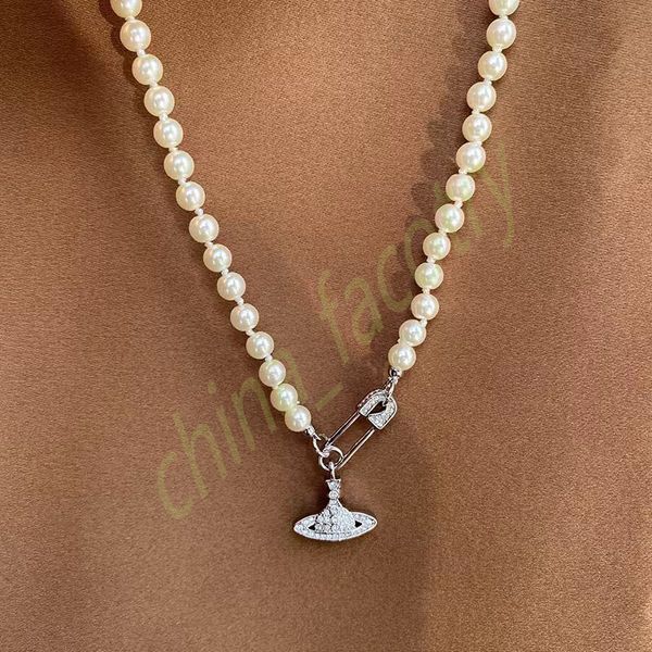 

designer jewelry fashion necklaces full bore clavicular chain saturn pin pearl necklace planet necklace satellite necklace punk necklaces, Silver