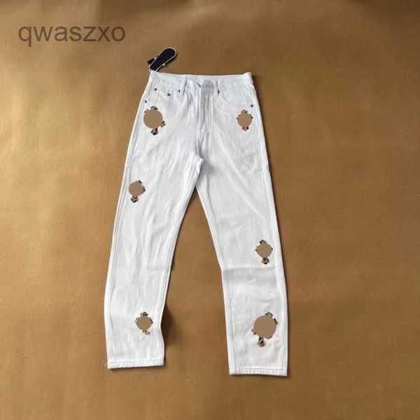 

mens jeans designer make old washed chrome straight trousers heart letter prints for women men casual long stylehity, Blue