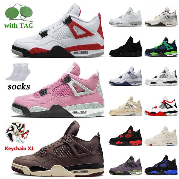 

with socks basketball shoes jumpman 4 4s mens a ma maniere red cement university pink sail 4 military black white oreo blue thunder men wome