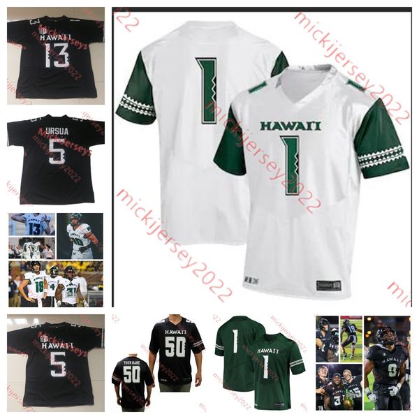 

mens youth custom stitched hawaii rainbow college football 27 koali nishigaya landon sims 31 dedrick parson 33 brock hedani 38 robbie paikai, Black