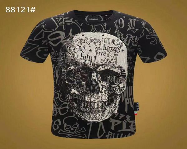 

plein bear t shirt mens designer tshirts brand clothing rhinestone skull men tshirts classical hip hop streetwear ts1189521, White;black