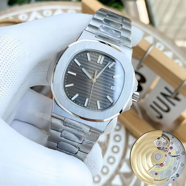 

mens designer watch for man watchs aquanaut40 ppwatch james bond wristwatch rubber strap band gray face stainless steel elegant sport watche, Slivery;brown