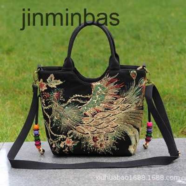 

factory 50% fashion bag new style ethnic embroidery canvas peacock small women's middle aged one shoulder handheld oblique