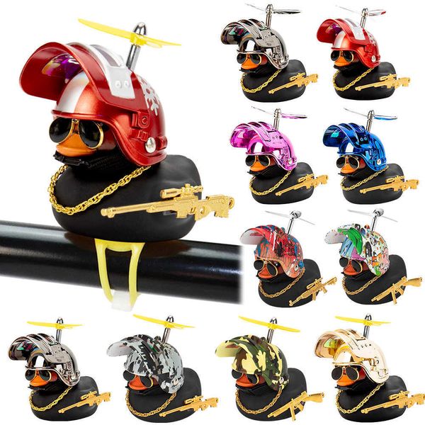 

interior decorations luminous small black duck with level 3 helmet standing duck road motorcycle bike cycling decoration car interior access