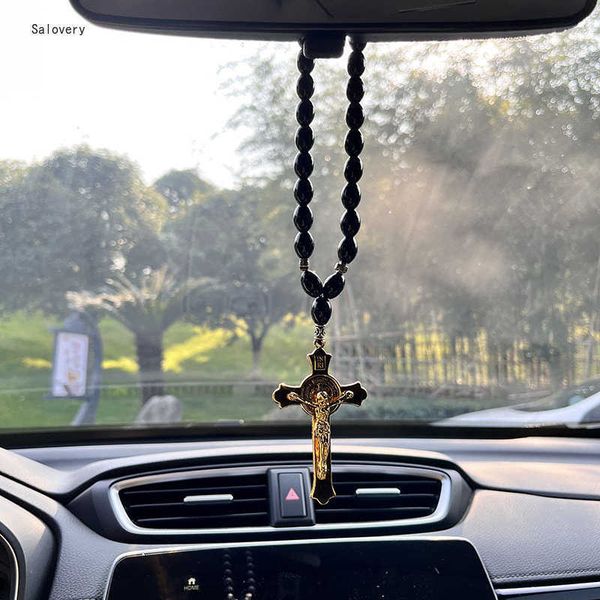 

interior decorations 2022 new creative exquisite cross car rearview mirror pendant alloy russian style cross pendant necklace accessories de