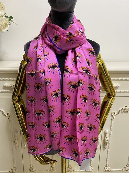 

new classic style women's long scarf scarves good quality 100% silk material color pint letters eyes pattern size 190cm - 63cm, Blue;gray