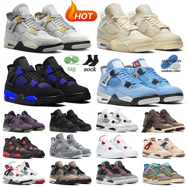 

2023 basketball shoes 4s jumpman 4 og sneakers pn dust sail university blue thunder canyon purple black cat military what the desert moss me, White;red