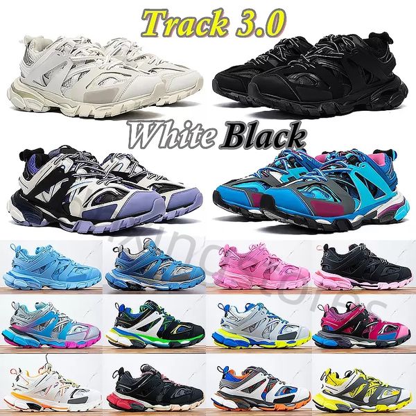 

luxury brand designer shoes men women casual shoe track 3 3.0 triple white black sneakers t.s. gomma leather trainer nylon printed platform