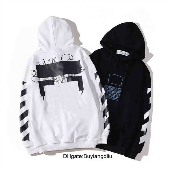 

off designer hoodie mens sweatshirt classic ow arrow print hoodies american hip-hop loose oversize hooded sweater men women streetwear 5i02, Black
