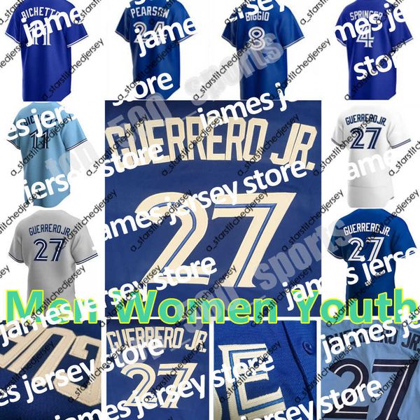 

baseball jerseys 2022 custom 27 vladimir guerrero jr. jersey 11 bo bichette 26 matt chapman george springer cavan biggio yamaguchi drury her, Blue;black
