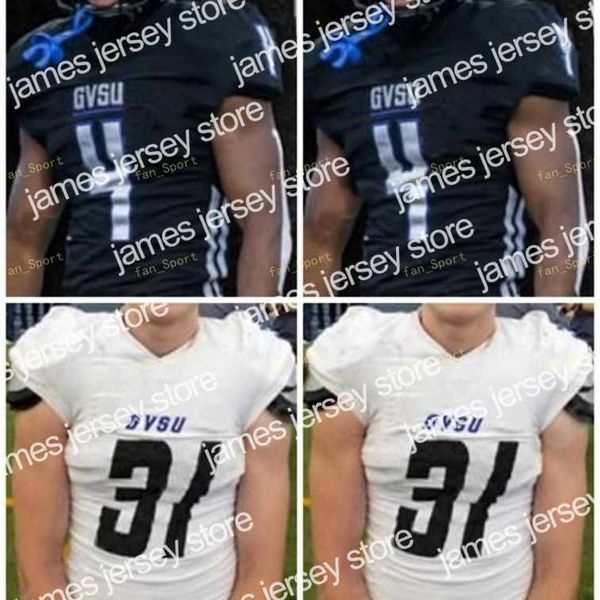 

american college football wear nik1 ncaa college jerseys grand valley state gvsu 22 aryuan cain-veasey 26 tariq reid 31 johnt'e crawfor, Black