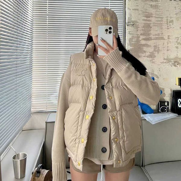

designer celinn down jacket luxury family's new style triomphe temperament down vest 160g corron warm coat fashion brand hoodie, Black