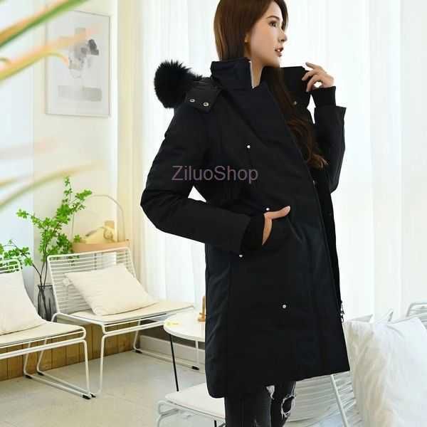 

canadian women's casual down jacket moose outdoor warm fur coat knuckles doudoune winter jnzh, Black;brown