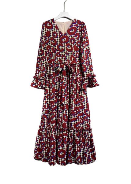 

the latest v-neck printed high-class long dress in autumn 2022, Black;gray