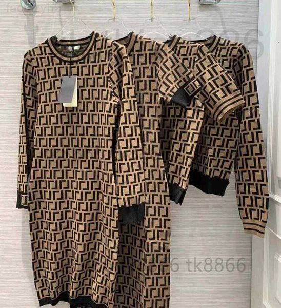 

women casual dresses classic vintage knit dress fashion designer clothes full letter luxurious senior short sleeves long sleeve 5 kinds of r, Black;gray