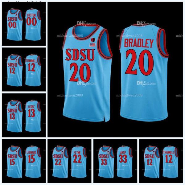 

custom san diego state aztecs basketball jersey darrion trammell cam lawin matt bradley demarshay johnson jr. tyler broughton jared barnett, Black;red