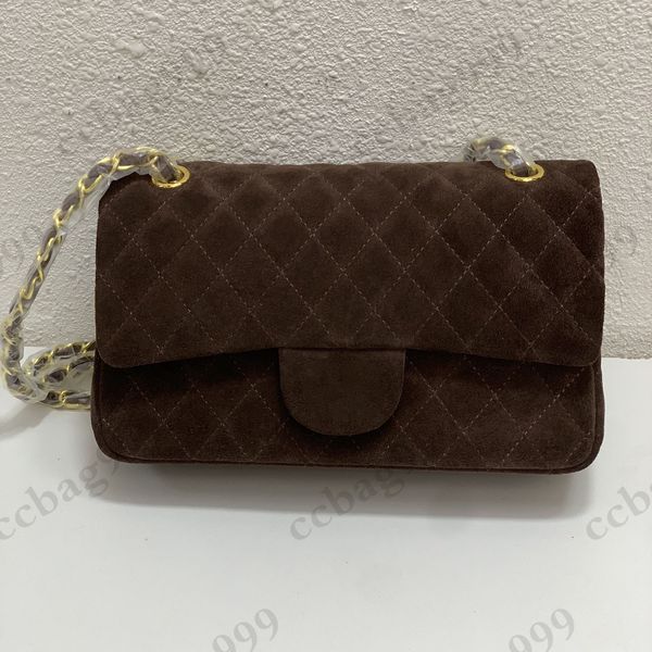 

vintage nubuck brown double flap bag suede multi pocket wallets classic quilted large capacity handbags women designer winter luxury crossbo