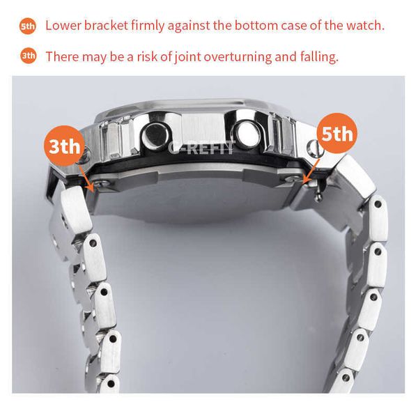 

watch bands g-refit new dw5600 5610 g5600e 5600 metal bezel stainless steel watchband case strap gwb5600 wtachcase accessories withtools t22, Black;brown