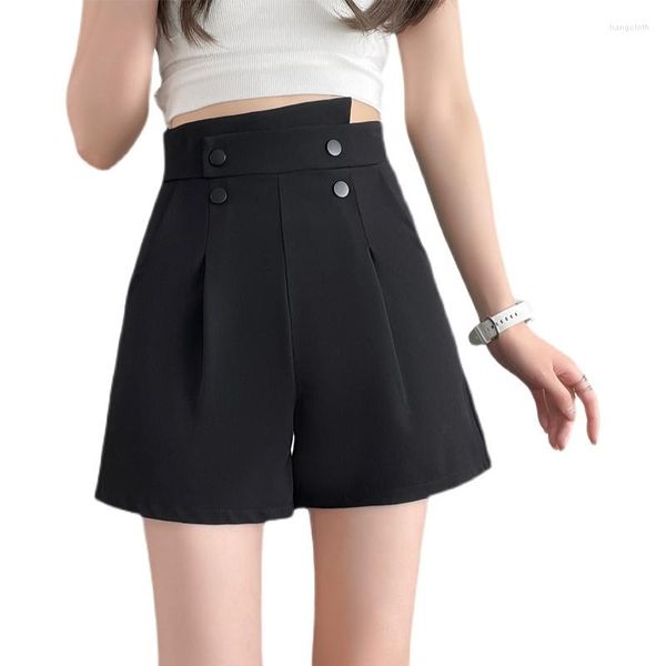 

women's shorts women spring summer casual high waist a-line 2022 loose wide leg chic lady black suit, White;black