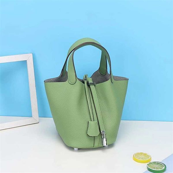 

herme designer handbags herme picotin bags bag women new vegetable basket women's bag cowhide bucket bag head cowhide litchi pattern fa