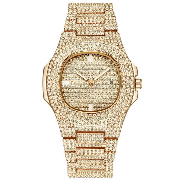 

diamond watch for men women hip hop iced out watch men quartz watches stainless steel band business wristwatch man163w, Slivery;brown