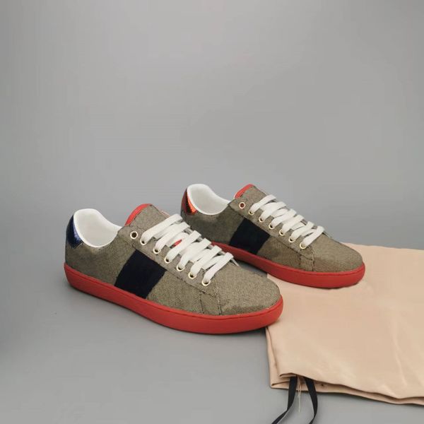 

high-quality men women casual shoes designer sneakers ace bee snake tiger embroidered white green red stripes womens shoes sneaker walking s, Black