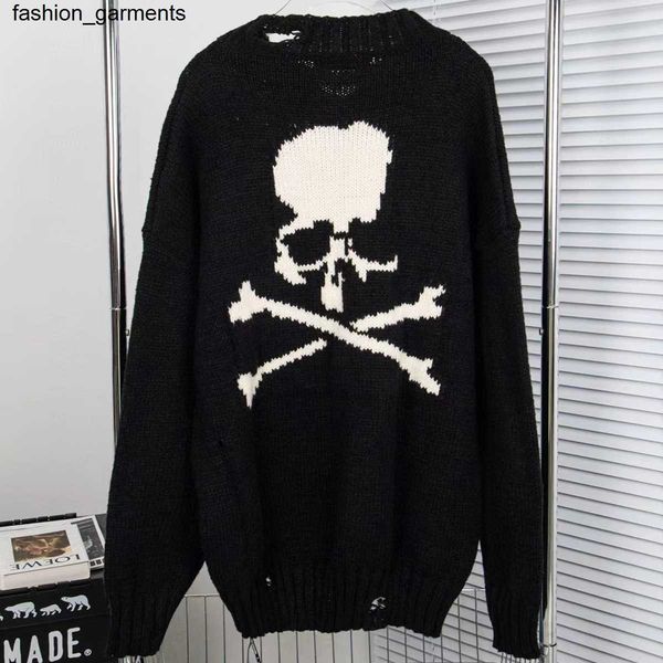 

designer men's hoodies sweatshirts autumn winter new dark fashion brand mmj skull head men's women's pullover sweaters broken, Black